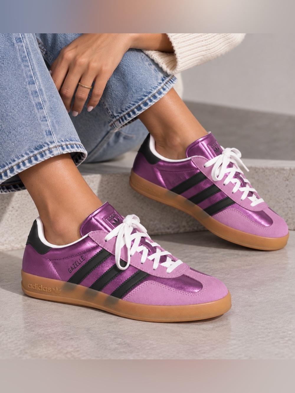 Adidas Gazelle Indoor Purple Metallic Gum Women’s Sneakers Sz 8